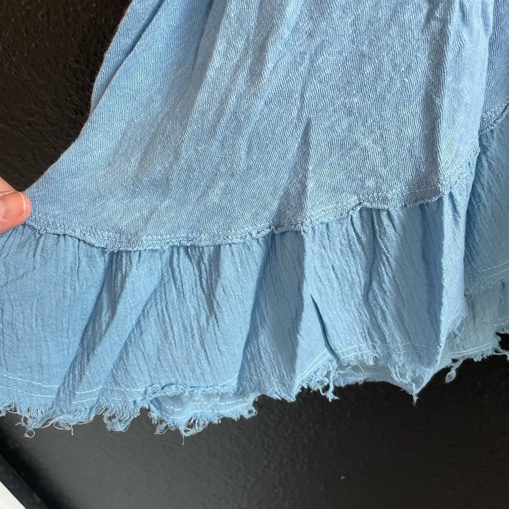Free People Sky Blue Ruffled Tank Top - Picture 2 of 5